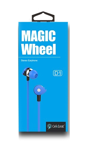 CELEBRAT earphones με μικρόφωνο D1, 3.5mm, Φ10mm, 1.2m flat, μπλε - Image 2