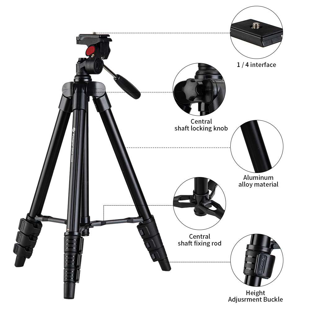 FOTOPRO τρίποδο φωτογράφισης DIGI-3400, πτυσσόμενο έως 121cm, έως 2kg, μαύρο - Image 4