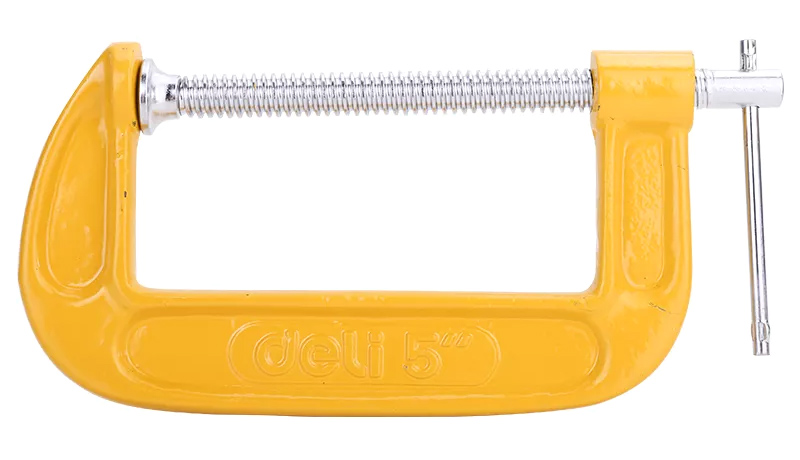 DELI σφιγκτήρας τύπου C DL-G205 με μέγιστο άνοιγμα 125mm, κίτρινος