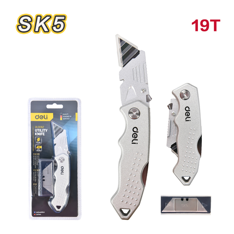 DELI κοπίδι DL008Z με ανταλλακτικές λεπίδες, μεταλλικό, 19mm, γκρι - Image 2