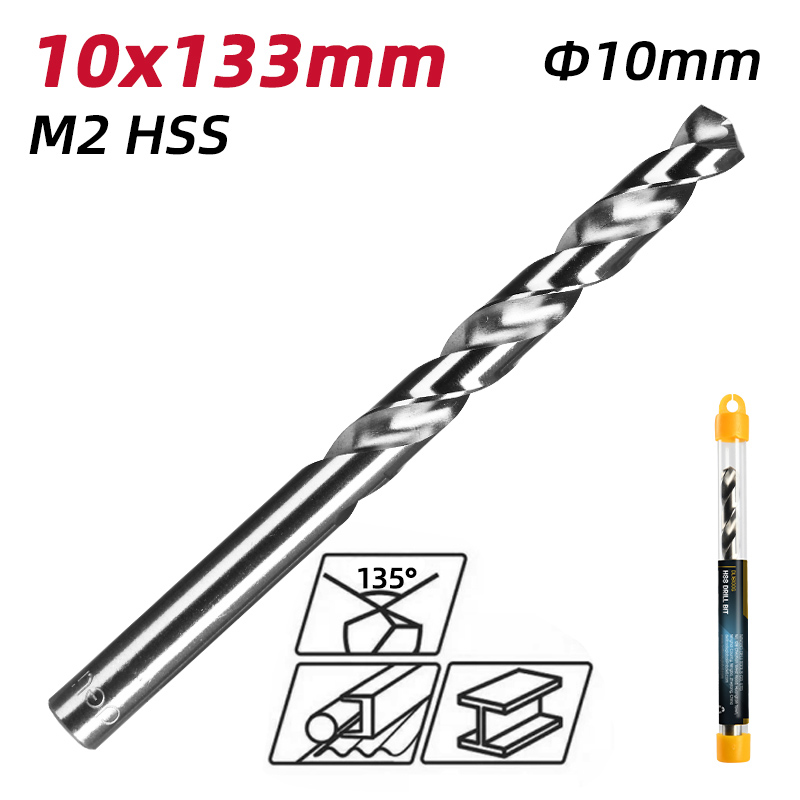 DELI τρυπάνι DL16100G για μέταλλο, M2 HSS, 10x133mm, κυλινδρικό - Image 2