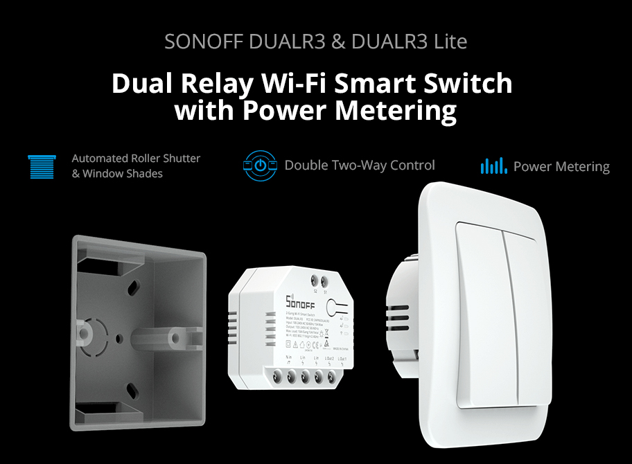 SONOFF smart διακόπτης DUALR3, 2-Gang, WiFi, 15A, λευκός - Image 2