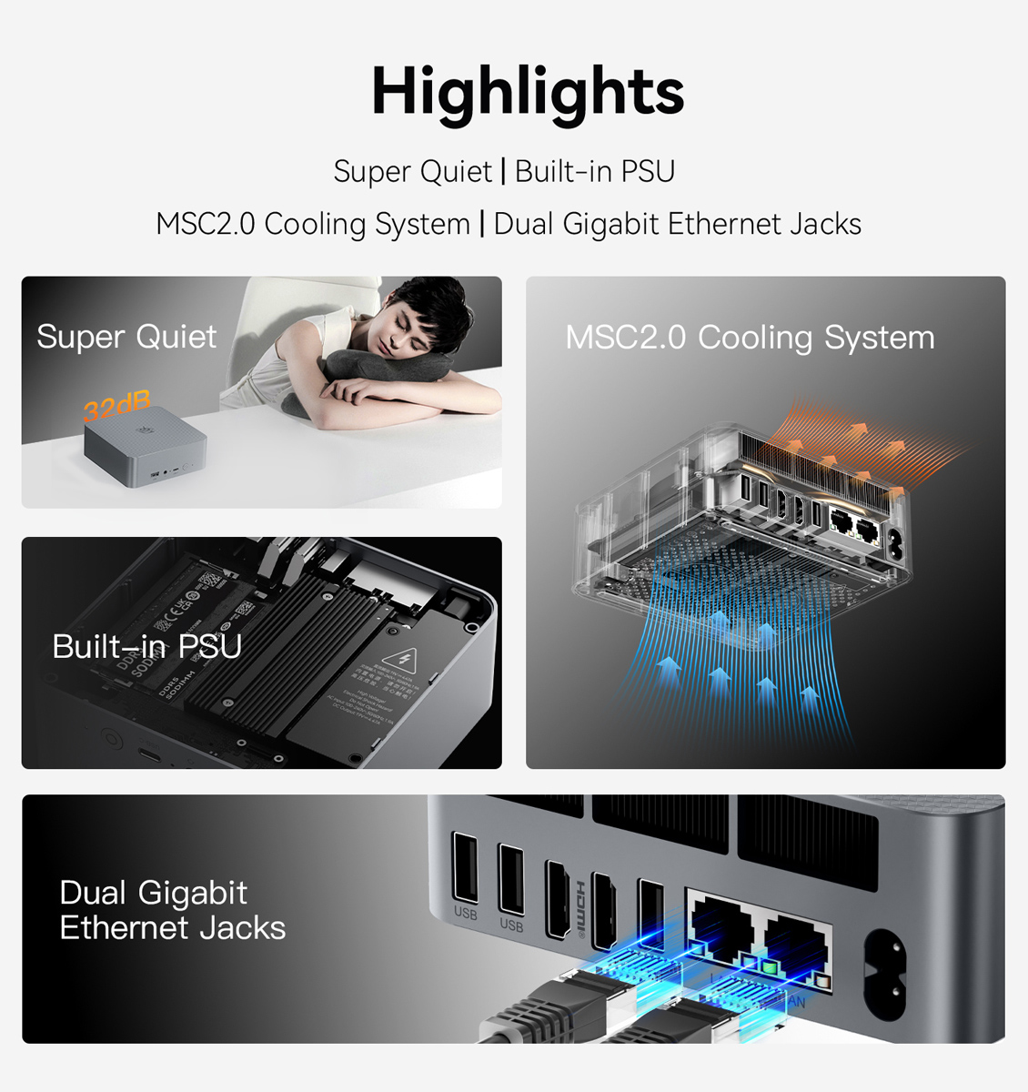 BEELINK mini PC EQR6, AMD Ryzen 5 6600H, 24GB, 500GB M.2, Windows 11 Pro - Image 4