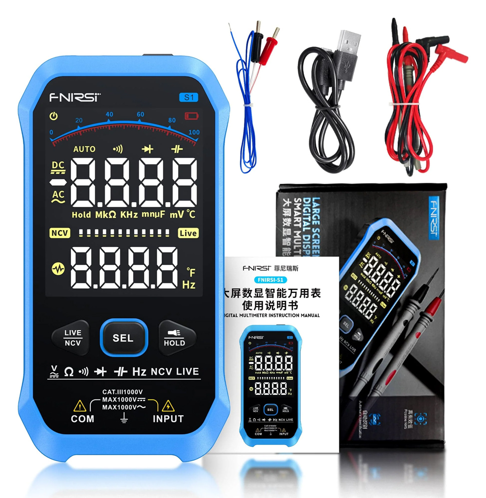 FNIRSI ψηφιακό πολύμετρο S1, 1000V AC/DC, NCV, RMS, επαναφορτιζόμενο - Image 5