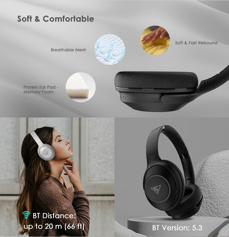 DOQAUS headphones FOCUS 5, ασύρματα & ενσύρματα, Φ40mm, 1000mAh, μαύρα - Image 6