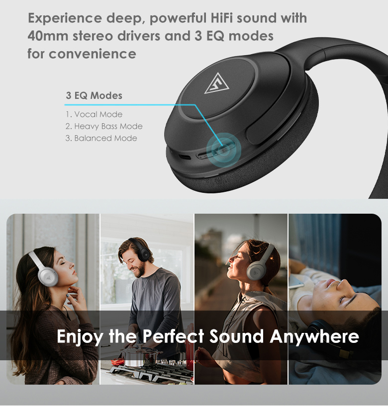DOQAUS headphones FOCUS 5, ασύρματα & ενσύρματα, Φ40mm, 1000mAh, μαύρα - Image 7