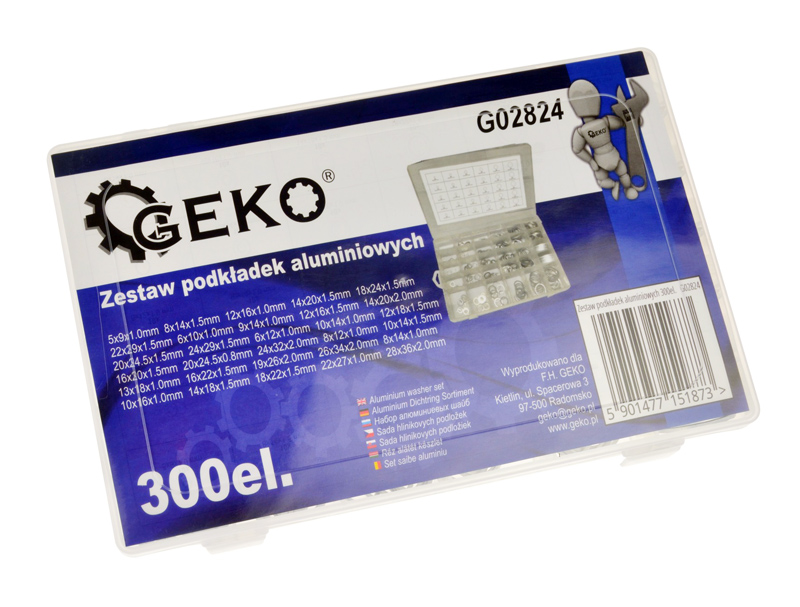 GEKO σετ αλουμινένιες ροδέλες G02824, διάφορα μεγέθη, 300τμχ - Image 2