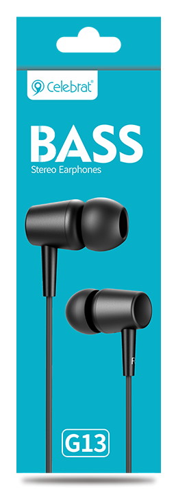 CELEBRAT earphones με μικρόφωνο G13, 3.5mm σύνδεση, Φ10mm, 1.2m, μαύρο - Image 5