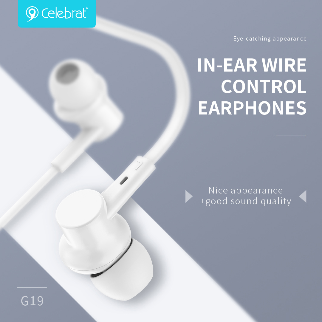 CELEBRAT earphones με μικρόφωνο G19, 3.5mm σύνδεση, Φ10mm, 1.2m, μαύρα - Image 2