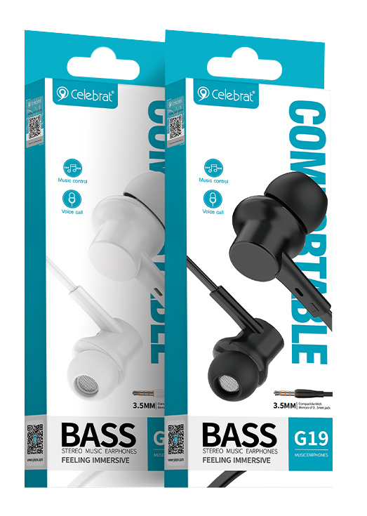 CELEBRAT earphones με μικρόφωνο G19, 3.5mm σύνδεση, Φ10mm, 1.2m, μαύρα - Image 6