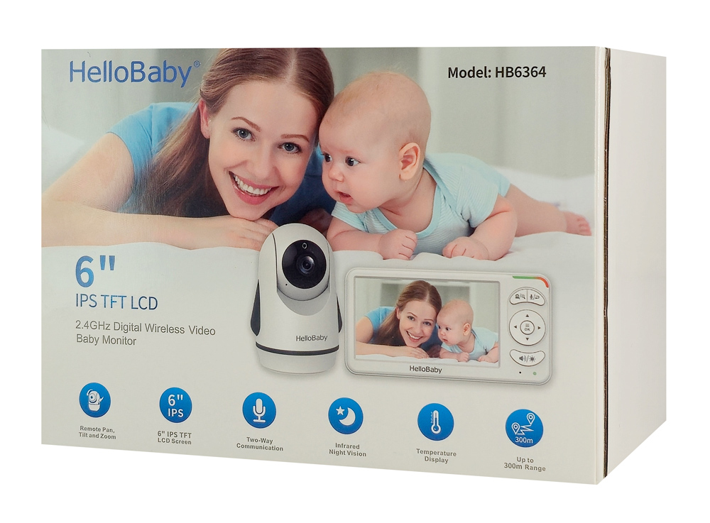 HELLOBABY ενδοεπικοινωνία μωρού HB6364 με κάμερα & οθόνη 6", 720p, PTZ - Image 4