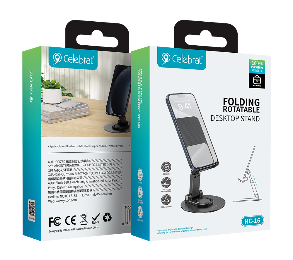 CELEBRAT βάση smartphone/tablet HC-16, foldable, μαύρη - Image 6
