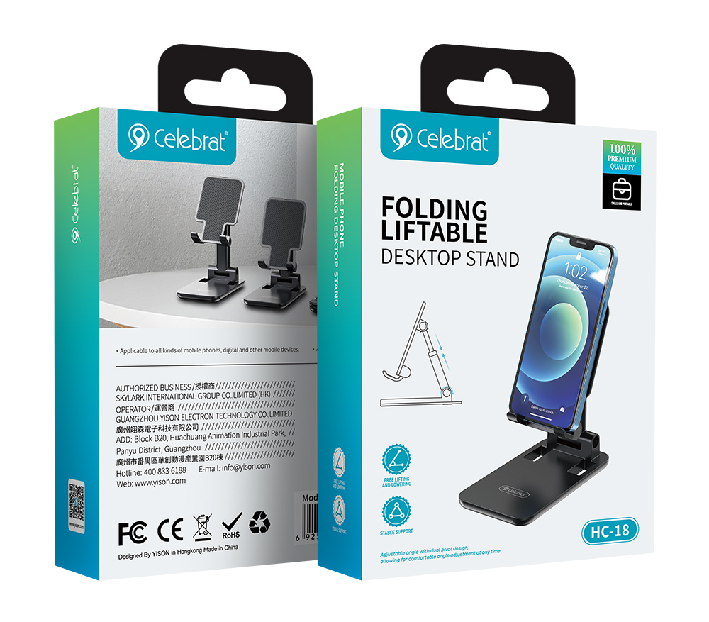 CELEBRAT βάση smartphone/tablet HC-18, foldable, μαύρη - Image 6