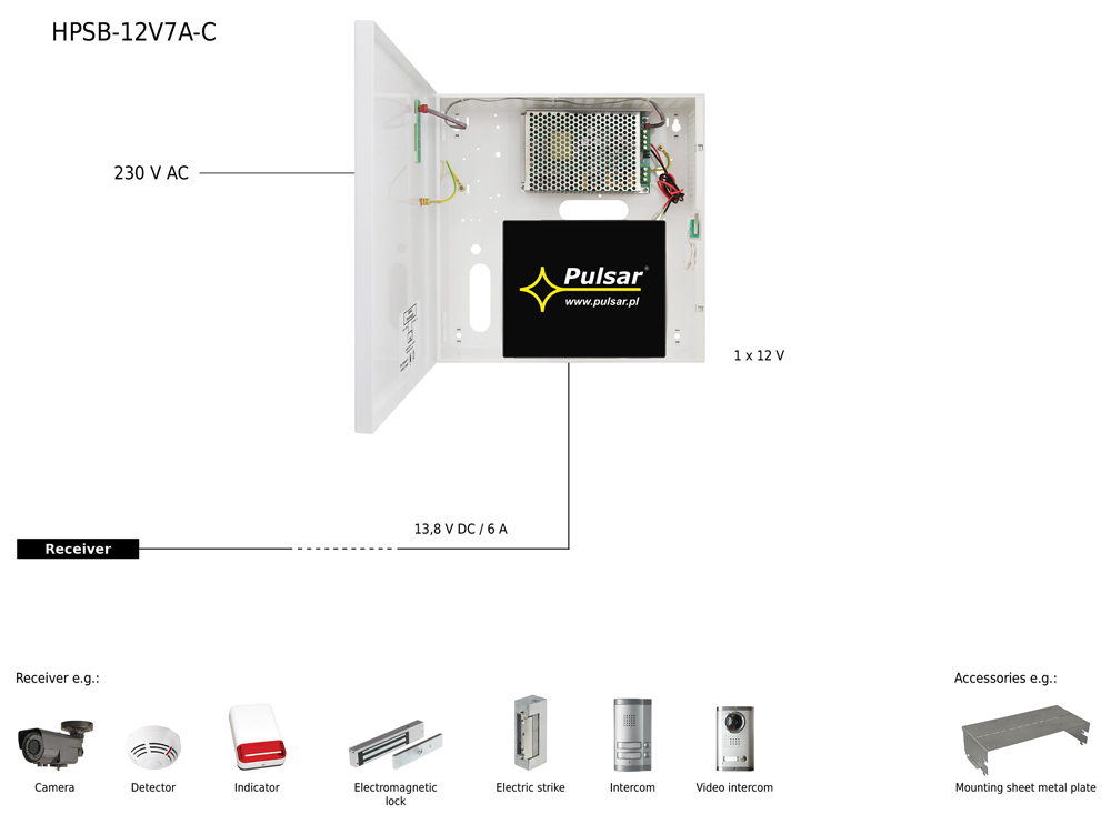 PULSAR τροφοδοτικό HPSB-12V7A-C, 13.8V/7A/17Ah buffer - Image 2