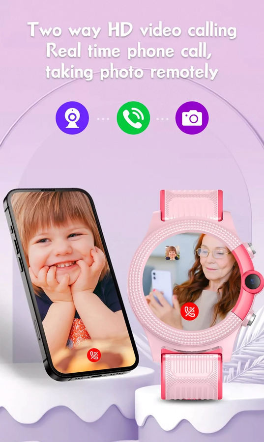 INTIME GPS smartwatch για παιδιά IT-053, 1.28", camera, 4G, IPX7, ροζ - Image 2