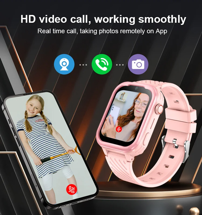 INTIME GPS smartwatch για παιδιά IT-061, 1.85", κάμερα, 4G, IPX7, μαύρο - Image 4