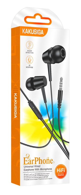 KAKUSIGA earphones με μικρόφωνο KSC-1303, 3.5mm σύνδεση, 10mm, 1.1m, μαύρα - Image 4