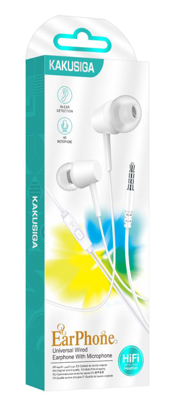 KAKUSIGA earphones με μικρόφωνο KSC-1303, 3.5mm σύνδεση, 10mm, 1.1m, λευκά - Image 4