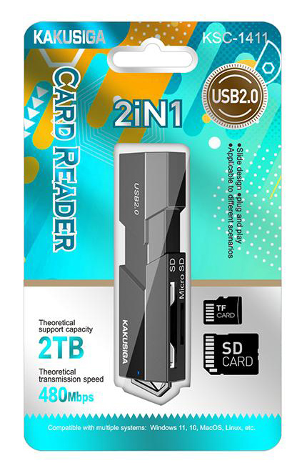 KAKUSIGA card reader KSC-1411 για SD & micro SD, 480Mbps, USB σύνδεση, μαύρο - Image 4