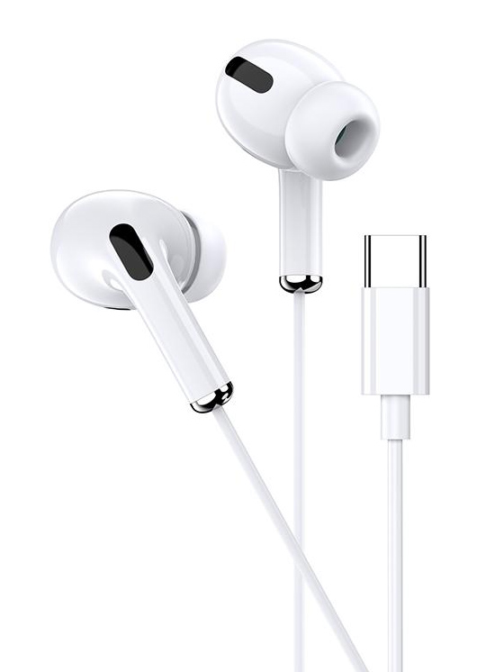 KAKUSIGA earphones με μικρόφωνο KSC-727, USB-C σύνδεση, 14.2mm, 1.2m, λευκά - Image 3