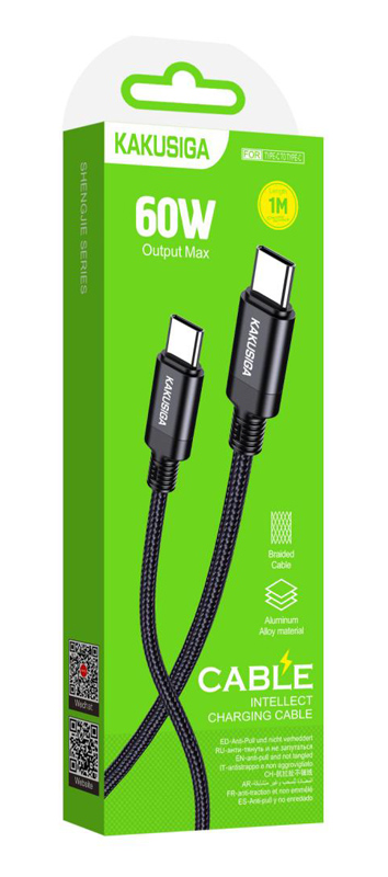 KAKUSIGA καλώδιο USB-C σε USB-C KSC-970, 60W, 480Mbps, 1m, μαύρο - Image 4