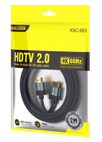 KAKUSIGA καλώδιο HDMI KSC-983, 4K/60Hz, 18Gbps, 2m, μαύρο - Image 4