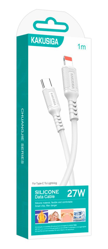 KAKUSIGA καλώδιο Lightning σε USB-C KSC-984, σιλικόνης, 27W, 480Mbps, 1m, λευκό - Image 4