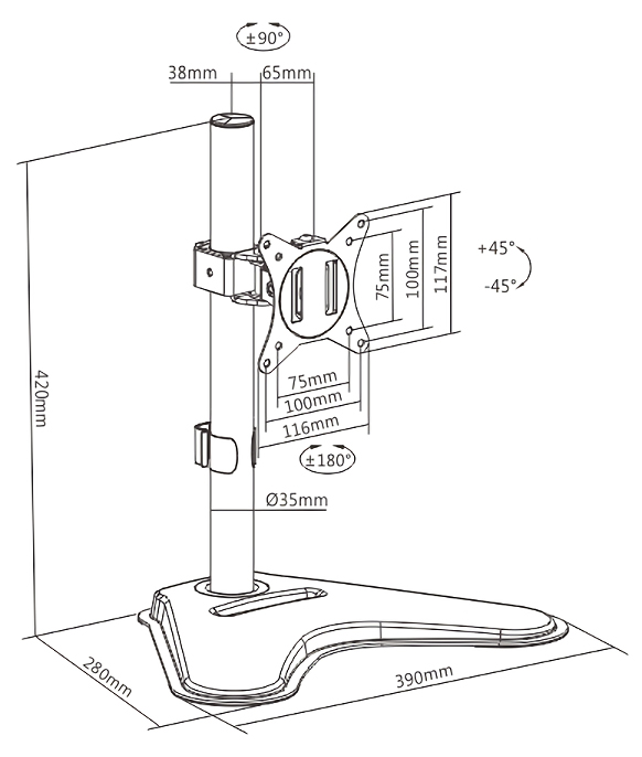 BRATECK βάση γραφείου οθόνης LDT66-T01, 17-32", έως 9kg - Image 5