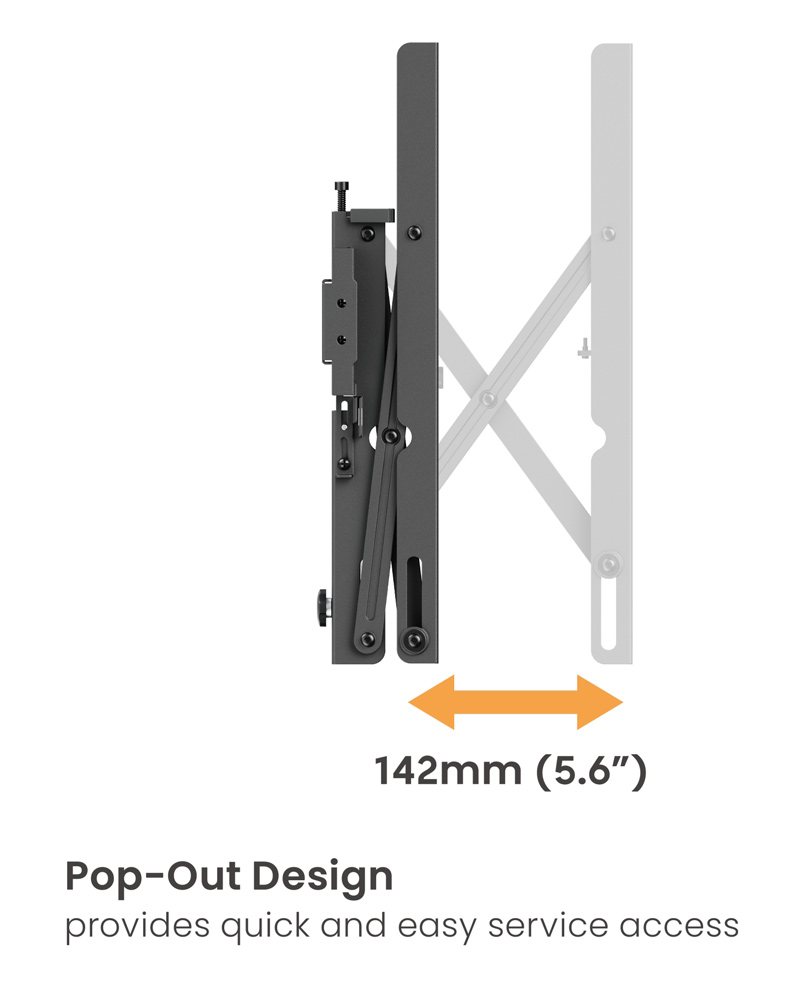 BRATECK επιτοίχια βάση τηλεόρασης LVW02E-46T, 37-70", έως 70kg, Pop-Out - Image 5