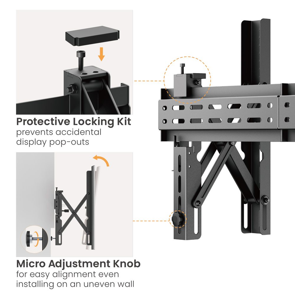 BRATECK επιτοίχια βάση τηλεόρασης LVW02E-46T, 37-70", έως 70kg, Pop-Out - Image 6