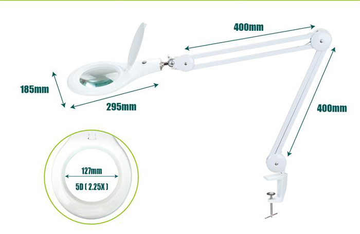 PROSKIT μεγεθυντικός φακός MA-1209LI με σφιγκτήρα, LED, 5D 2.25x, λευκός - Image 5