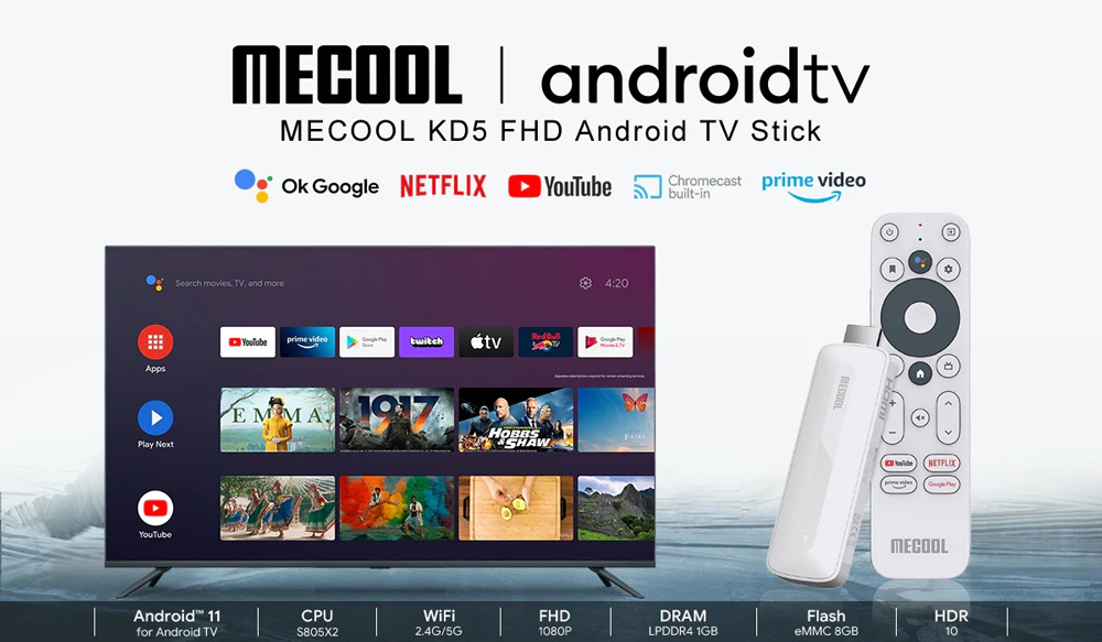 MECOOL TV Stick KD5, Google & Netflix certificate, FHD, WiFi, Android 11 - Image 2