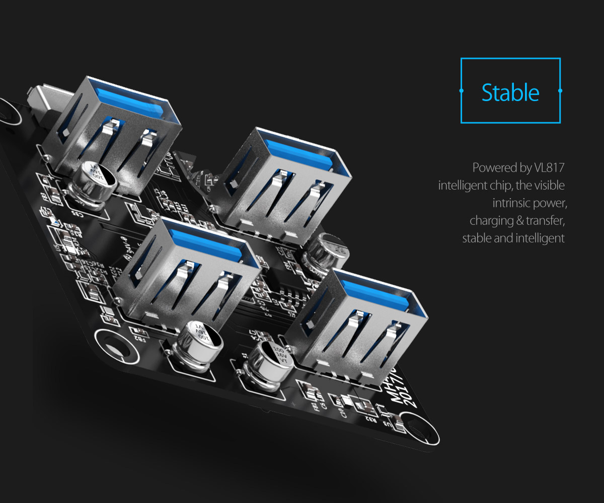 ORICO USB hub MH4U-U3, 4x θυρών, 5Gbps, διάφανο - Image 7