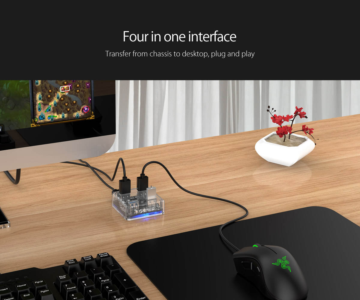 ORICO USB hub MH4U-U3, 4x θυρών, 5Gbps, διάφανο - Image 8