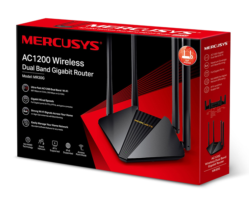 MERCUSYS wireless Gigabit router MR30G, Wi-Fi 1200Mbps AC1200, Ver. 1.0 - Image 5