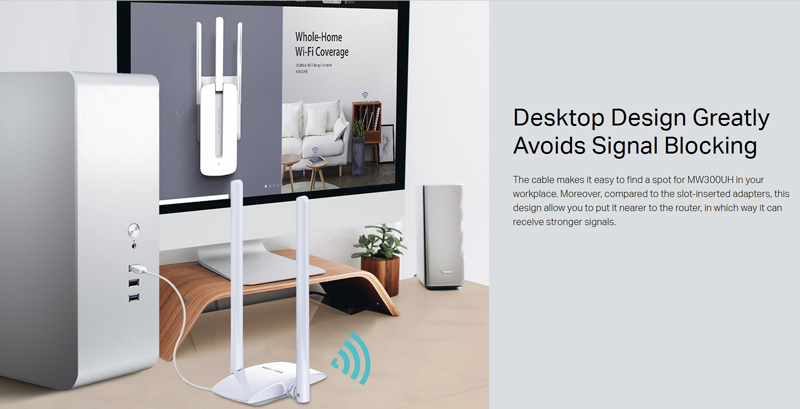 MERCUSYS ασύρματος USB αντάπτορας δικτύου MW300UH, 300Mbps, Ver. 1 - Image 5