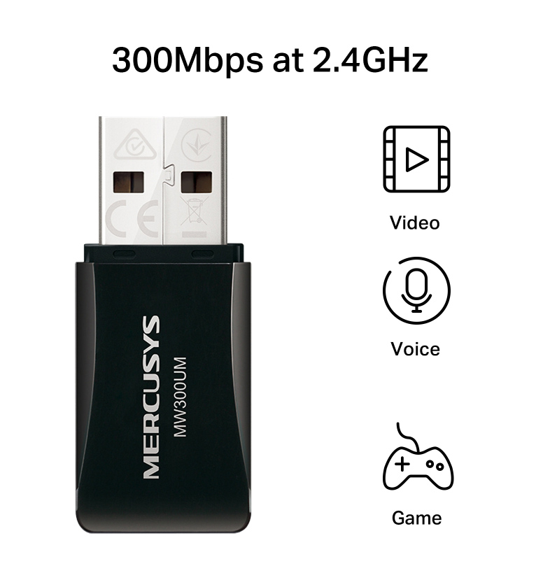MERCUSYS ασύρματος USB αντάπτορας δικτύου MW300UM, 300Mbps, Ver 4.0 - Image 3
