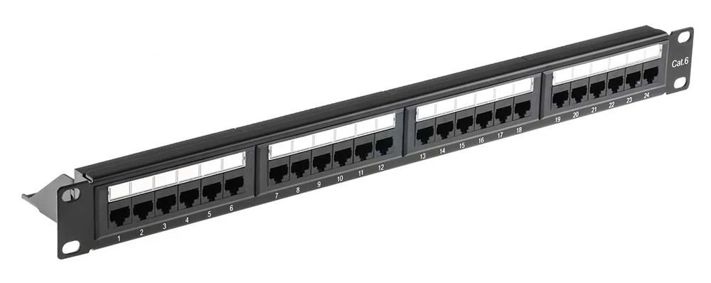 POWERTECH patch panel NETW-0027 για rack 19"/1U, 24 θυρών, CAT 6 UTP, μαύρο