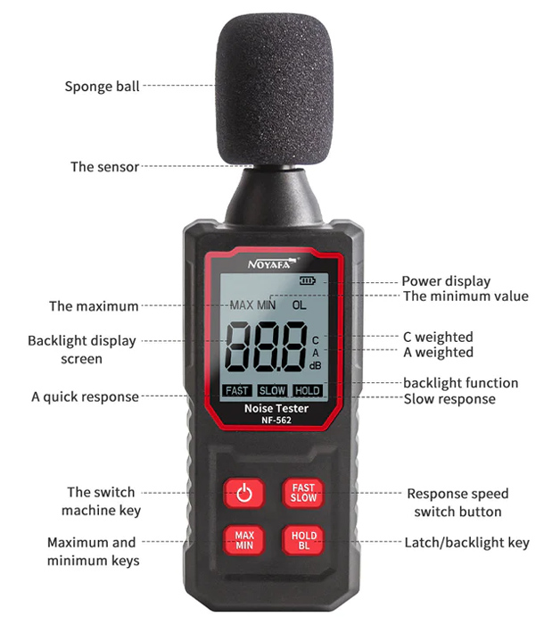 NOYAFA ψηφιακό ντεσιμπελόμετρο NF-562, 30-130dB - Image 6