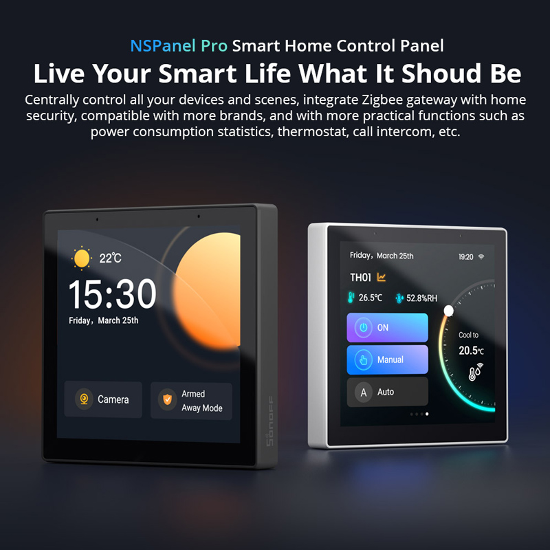 SONOFF smart panel ελέγχου NSPanel Pro, οθόνη αφής, Wi-Fi, Zigbee, μαύρο - Image 2