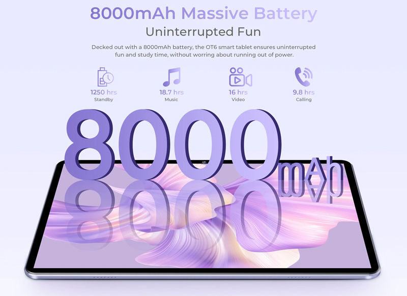 OUKITEL tablet OT6, 10.1" FHD+, 4/64GB, 8000mAh, Android 13, γκρι - Image 12