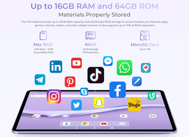 OUKITEL tablet OT6, 10.1" FHD+, 4/64GB, 8000mAh, Android 13, γκρι - Image 13