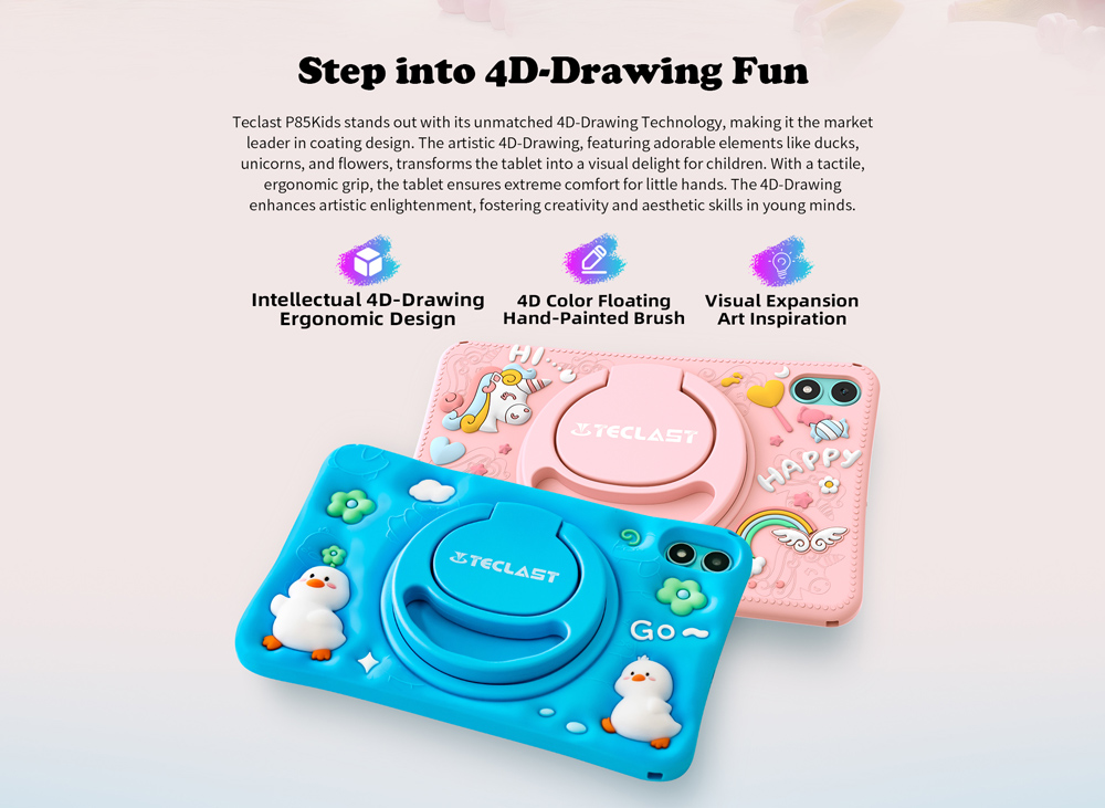TECLAST tablet P85 Kids, 8", 3/64GB, Android 15, 5000mAh, ροζ - Image 10