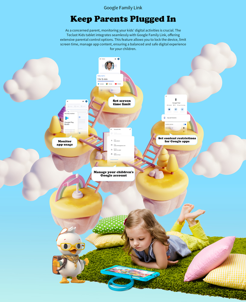 TECLAST tablet P85 Kids, 8", 3/64GB, Android 15, 5000mAh, ροζ - Image 11