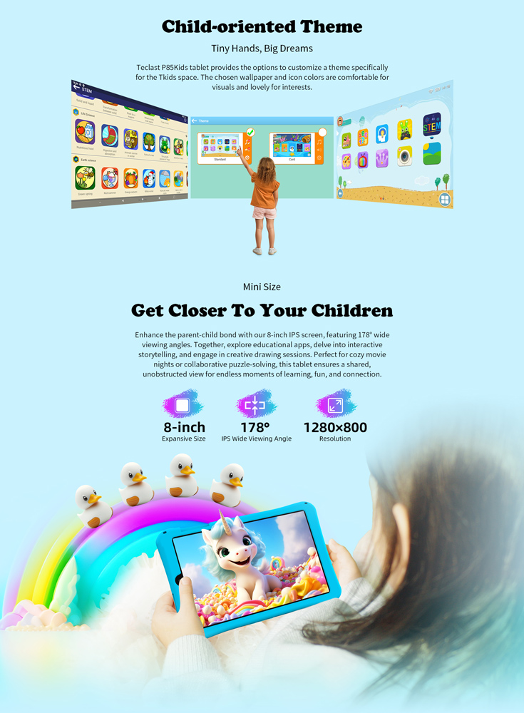 TECLAST tablet P85 Kids, 8", 3/64GB, Android 15, 5000mAh, ροζ - Image 13