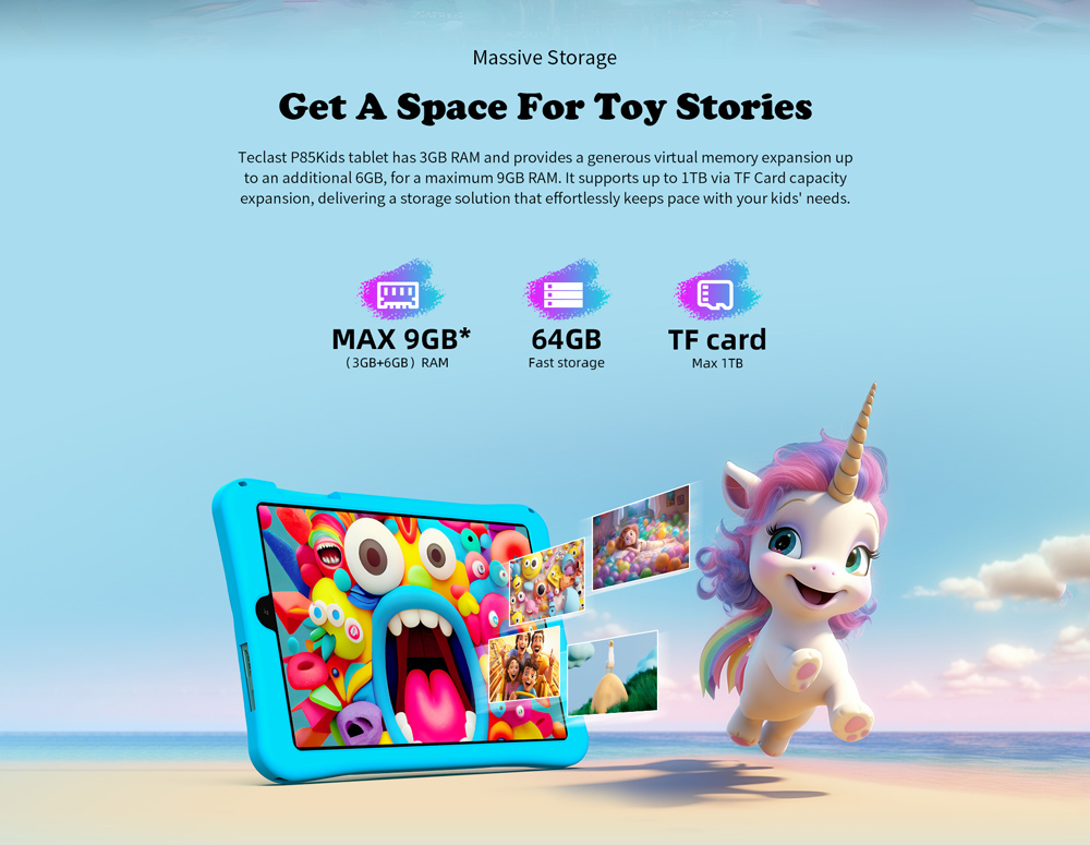 TECLAST tablet P85 Kids, 8", 3/64GB, Android 15, 5000mAh, ροζ - Image 16