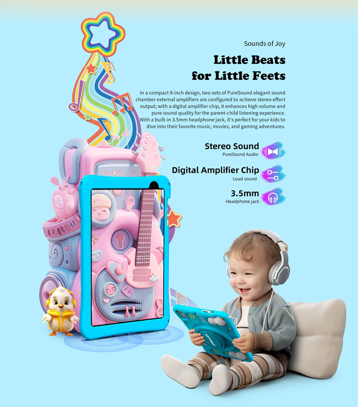 TECLAST tablet P85T Kids, 8" HD, 4/64GB, Android 14, 5000mAh, ροζ - Image 3