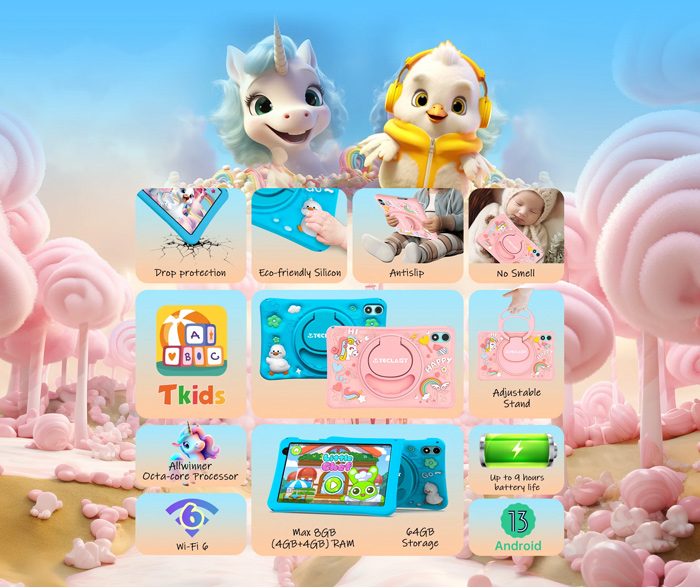 TECLAST tablet P85T Kids, 8" HD, 4/64GB, Android 14, 5000mAh, ροζ - Image 7