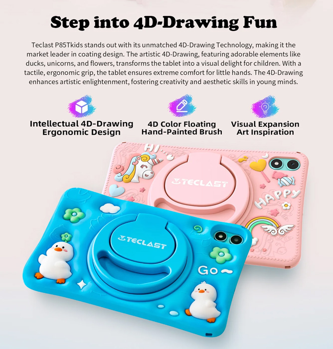 TECLAST tablet P85T Kids, 8" HD, 4/64GB, Android 14, 5000mAh, ροζ - Image 9