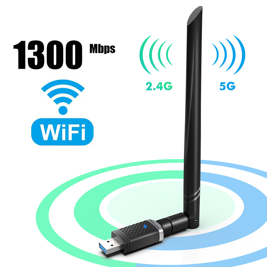 POWERTECH ασύρματος USB αντάπτορας δικτύου PT-1132, 1300Mbps, 2.4/5GHz - Image 2